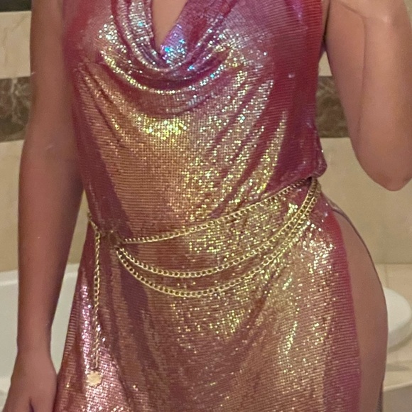 HALTER RHINESTONE CHAIN DRESS - Picture 3 of 3